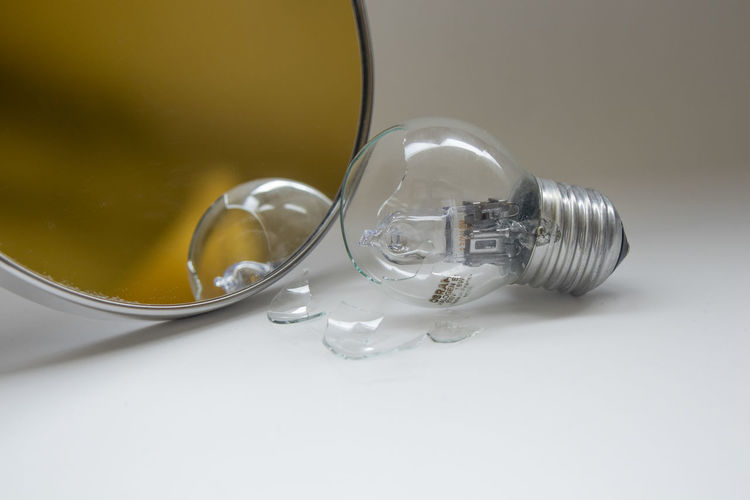High angle view of light bulb on table