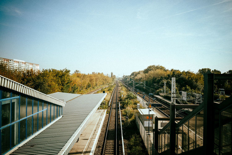 View of railway tracks against clear sky