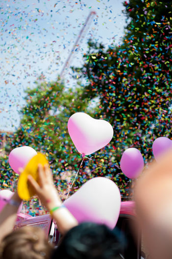 Low angle view of people celebrating christopher street day during sunny day