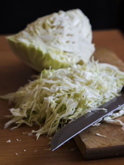 Close-up of sliced cabbage