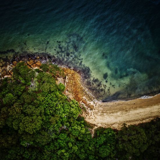 High angle view of beach against sky