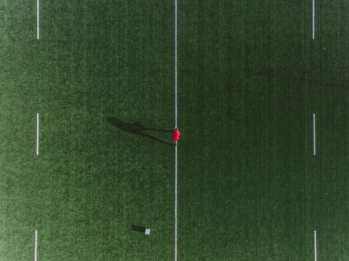 Aerial view of person on soccer field