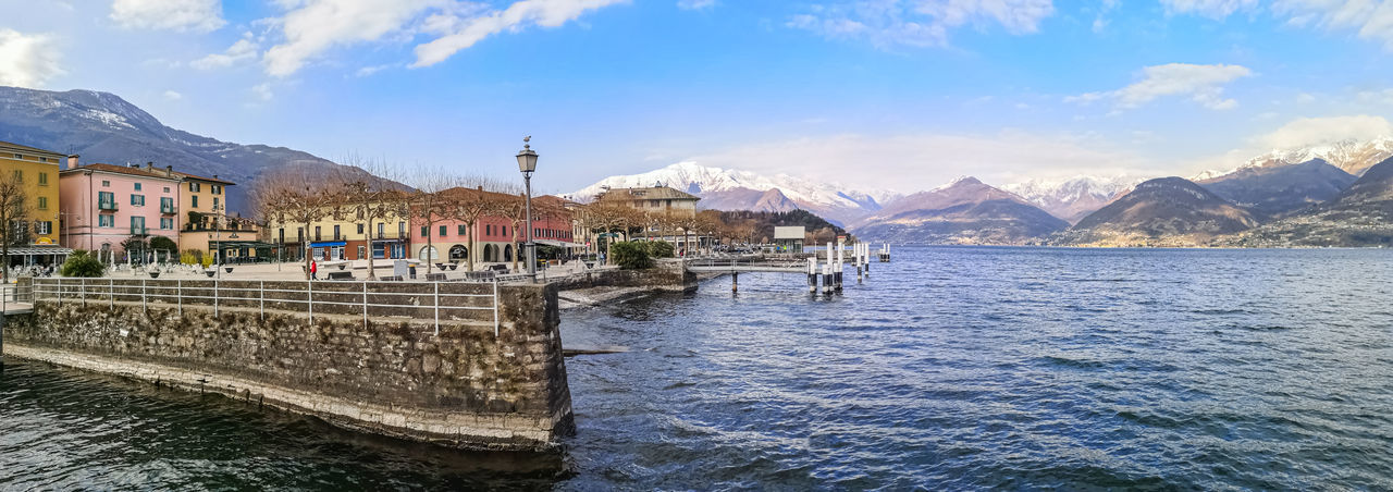 Extra wide view of colico and of the lake of como