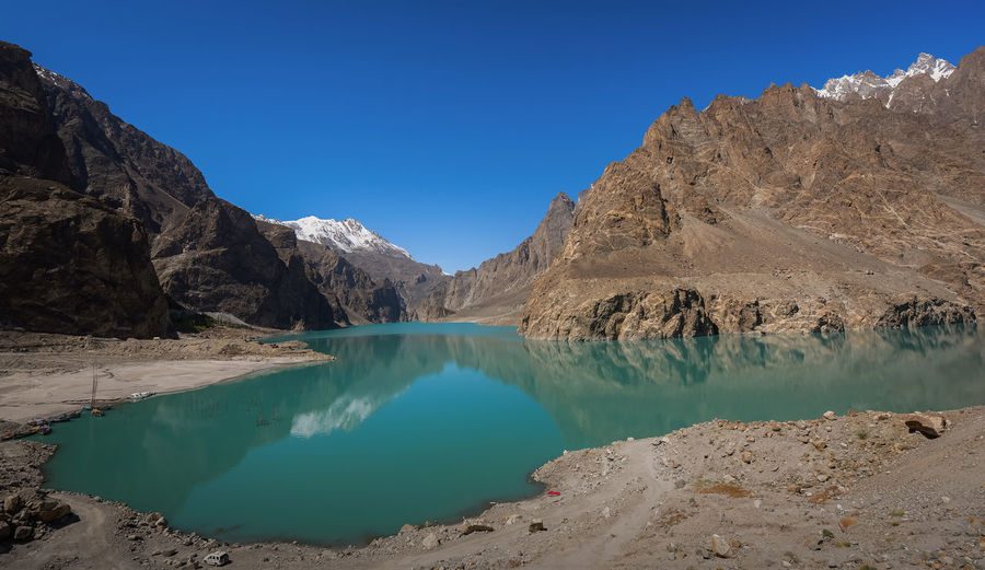 Attabad lake in the city of hanza in pakistan.