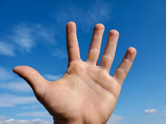 Cropped image of hand against sky