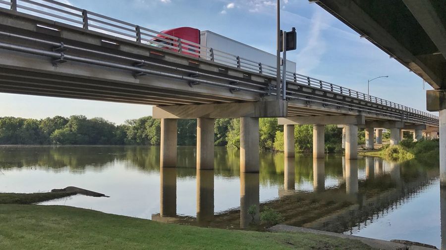 Bridge over river against sky
