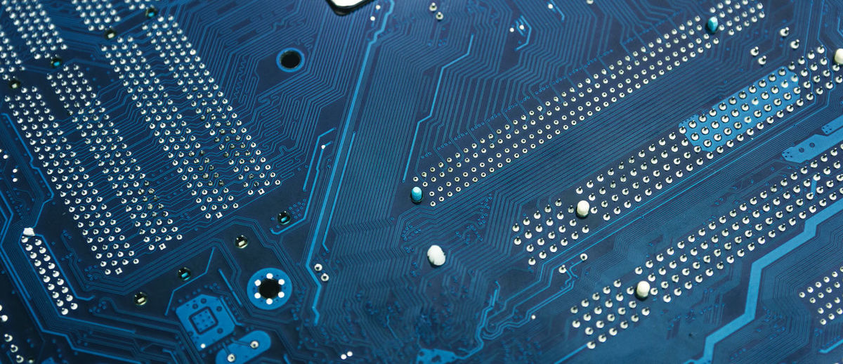 Modern printed circuit board, electronic circuit board, textolite.
