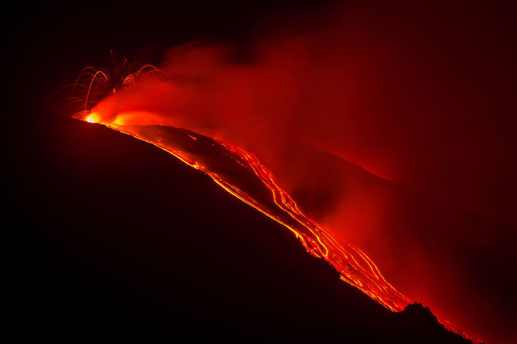 Lava fountain and flow