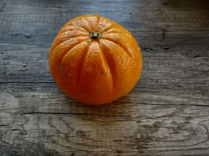 High angle view of pumpkin on table