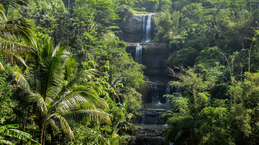 View of nangga waterfall terrace and hidden in the tropical green forest fine art landscape