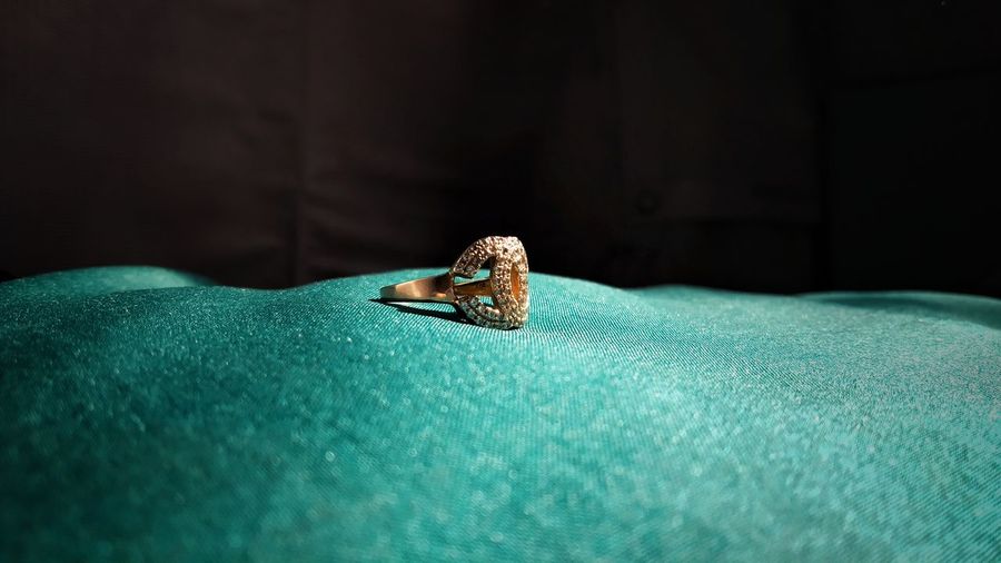 Close-up of ring on table