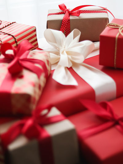 Close-up of christmas presents