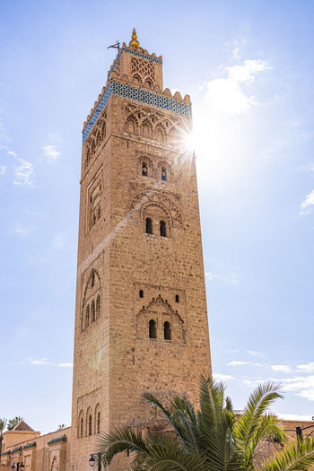 Koutoubia mosque minaret located at medina quarter of marrakesh, morocco