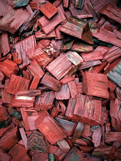 Full frame shot of red wood chips