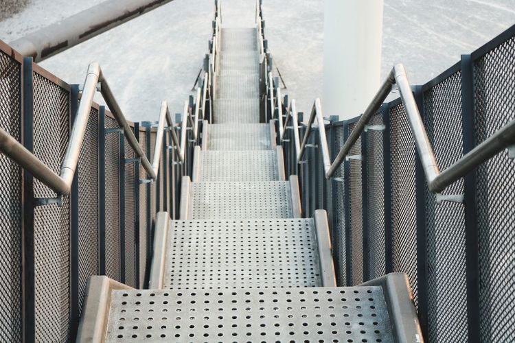 High angle view of empty staircase
