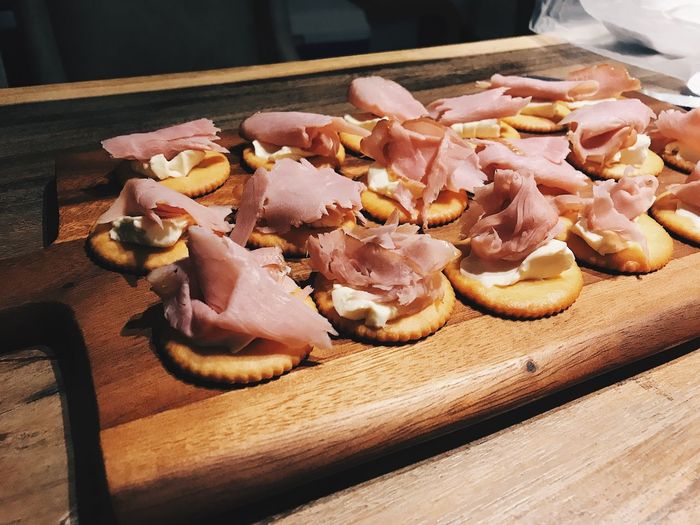 Close-up of food on cutting board