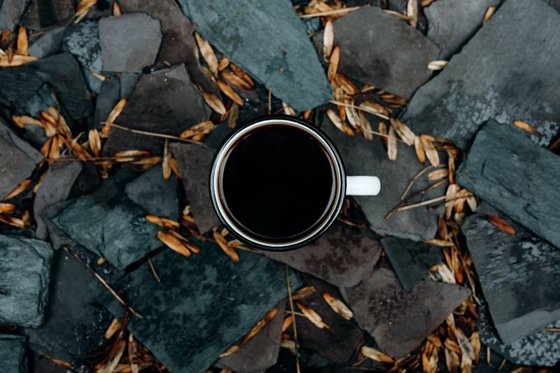 High angle view of coffee cup