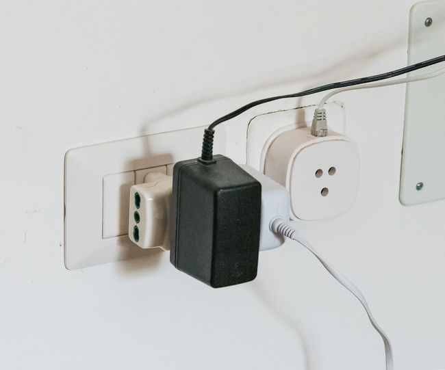 Close-up of electrical outlet on wall