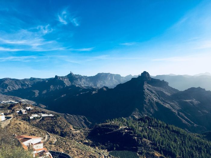 View of mountain range against cloudy sky