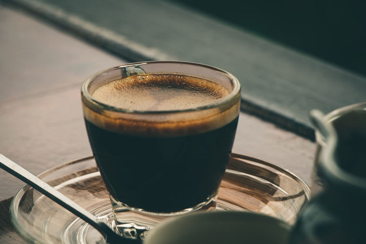 Cup of hot espresso coffee
