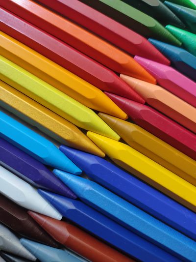 Full frame shot of multi colored pencils or crayons.