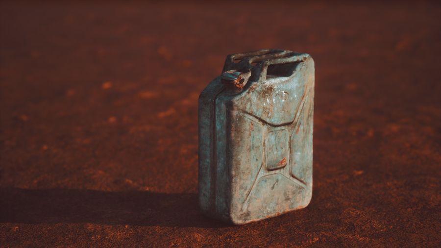 Old rusty fuel canister in the desert