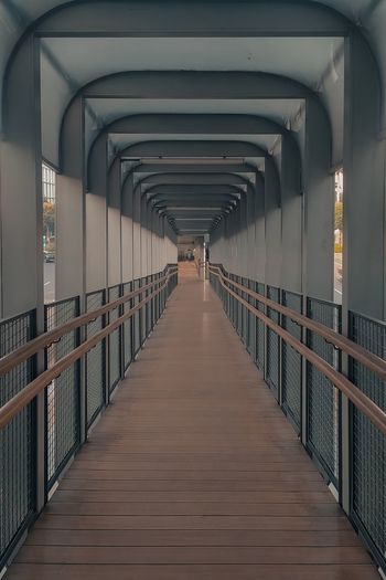 View of empty footbridge