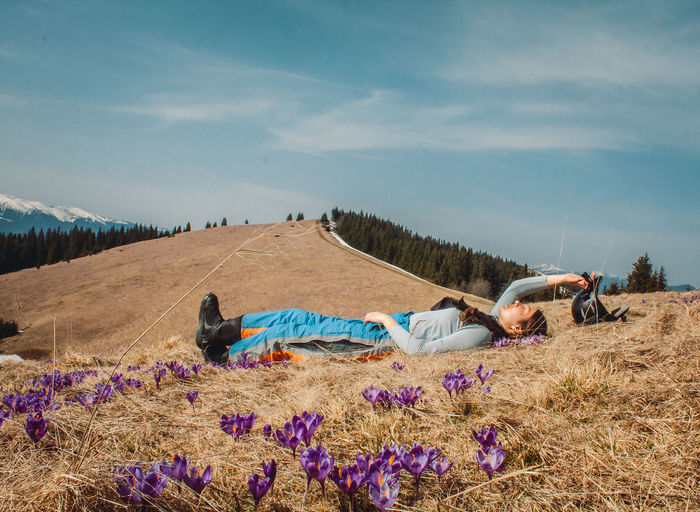 Adventurer resting in nature scenic photography