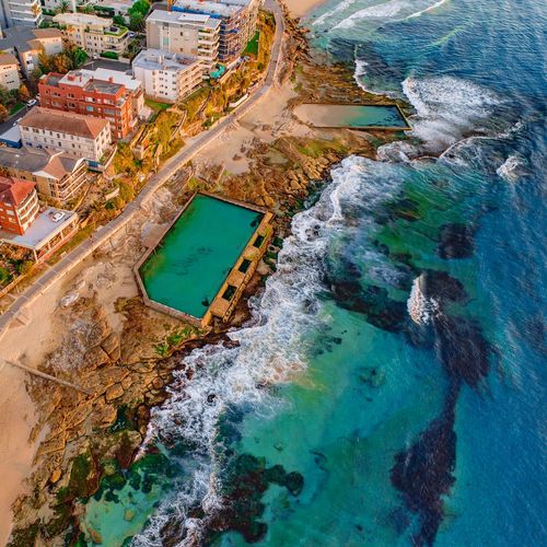 High angle view of swimming pool