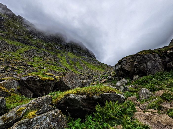 Scenic view of rocky mountains against sky
