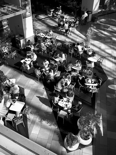 High angle view of people at event
