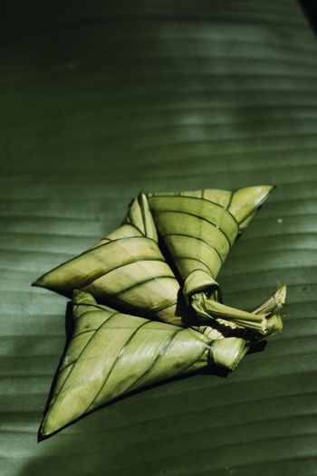 Rice dumpling or famously known as ketupat palas in malaysia during preparation of eid mubarak 