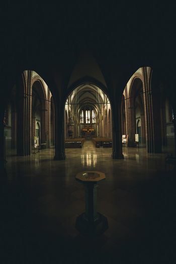 Interior of illuminated building