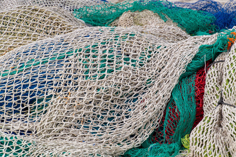 High angle view of fishing nets 