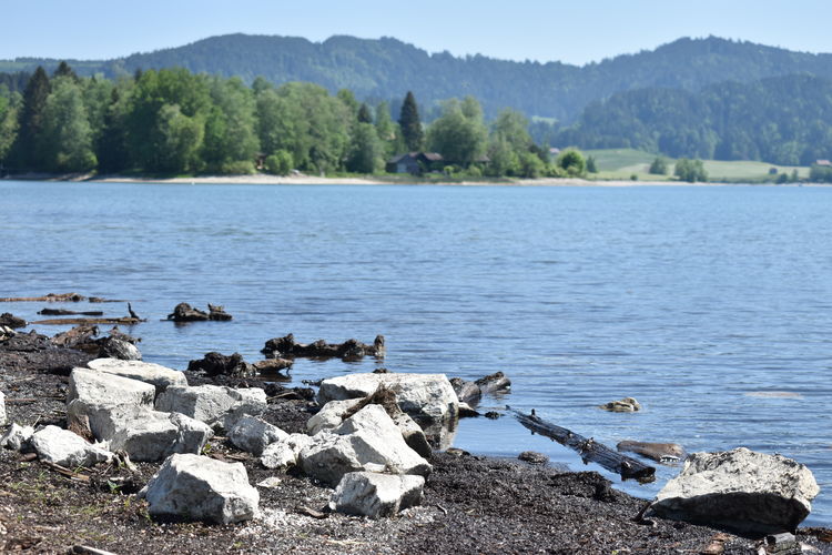 Scenic view of lake against mountains