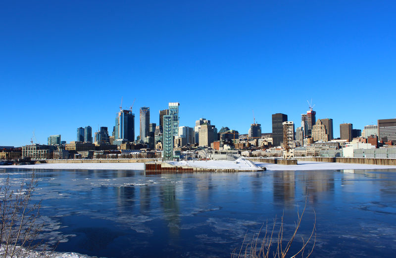 Montreal skyline from across the st lawrence river