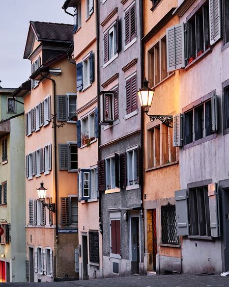 Low angle view of residential buildings in city