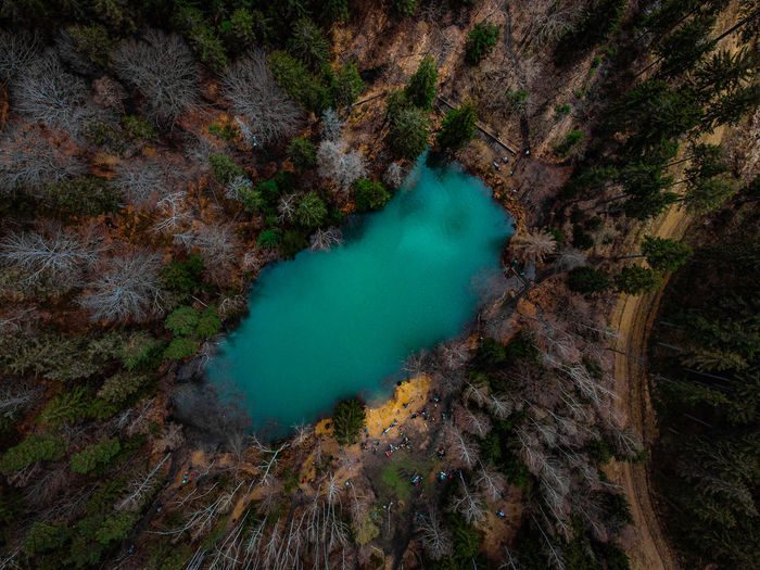 High angle view of colorfull lake