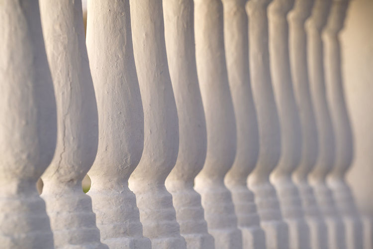 Full frame shot of white balustrades