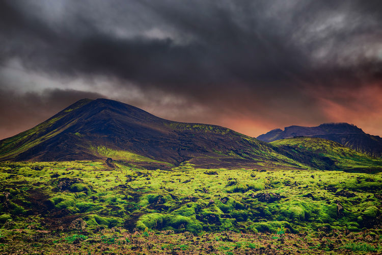 Scenic view of mountains against sky iceland 