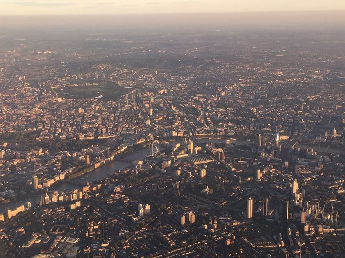 Aerial view of buildings in london city