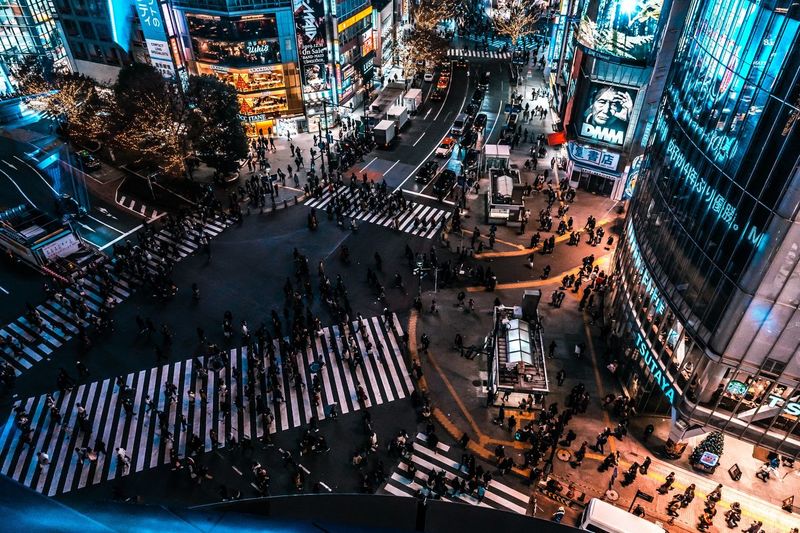 High angle view of traffic on city street