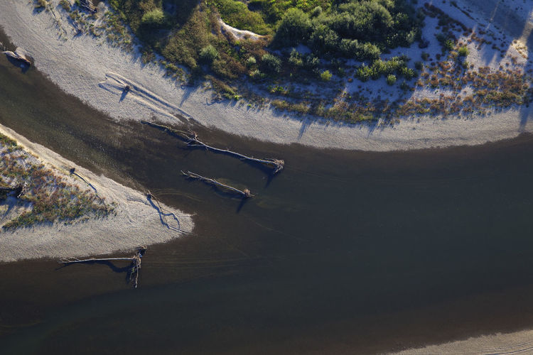 Aerial photo of gravel bars on the drava river