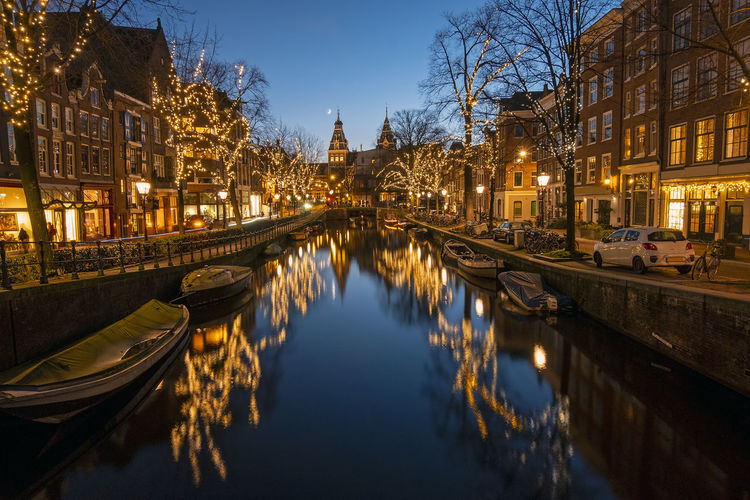Christmas in amsterdam the netherlands at sunset