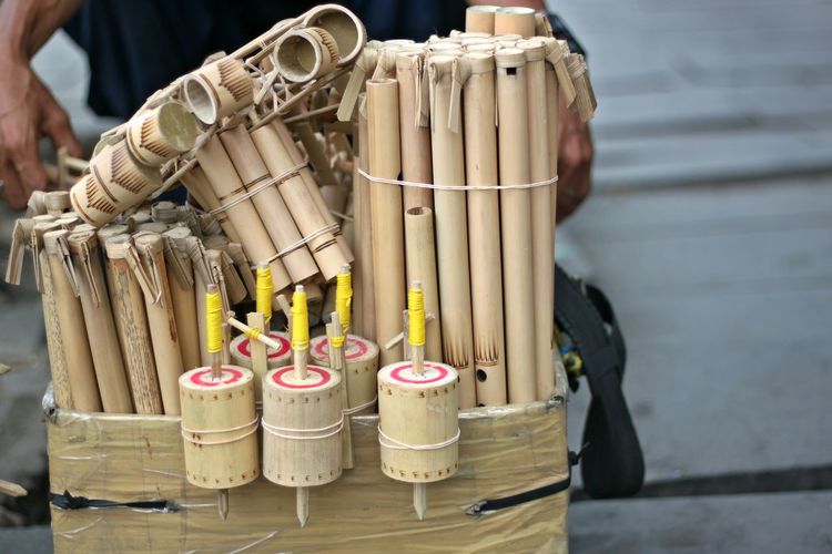Close-up of bamboo toy