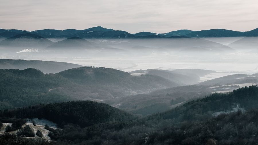 Scenic view of mountains against sky