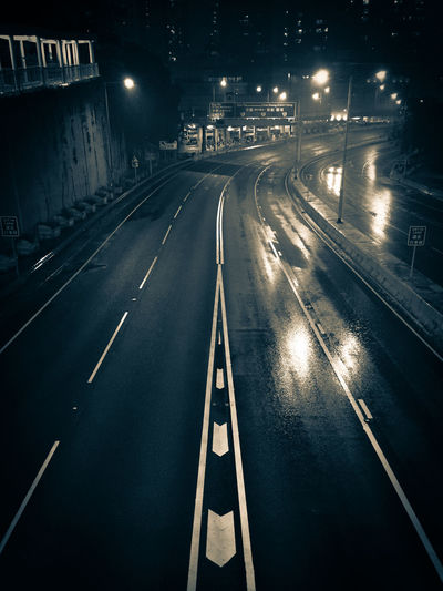 Night view of empty road