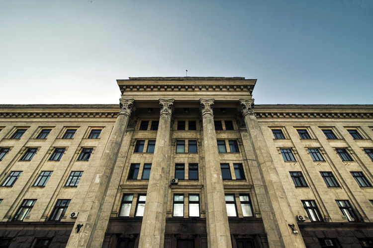 Low angle view of building against clear sky