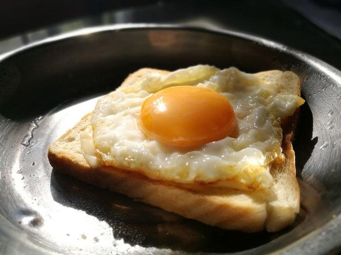 High angle view of breakfast on table