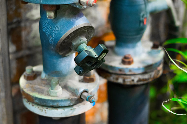 Close-up of pipes with knob